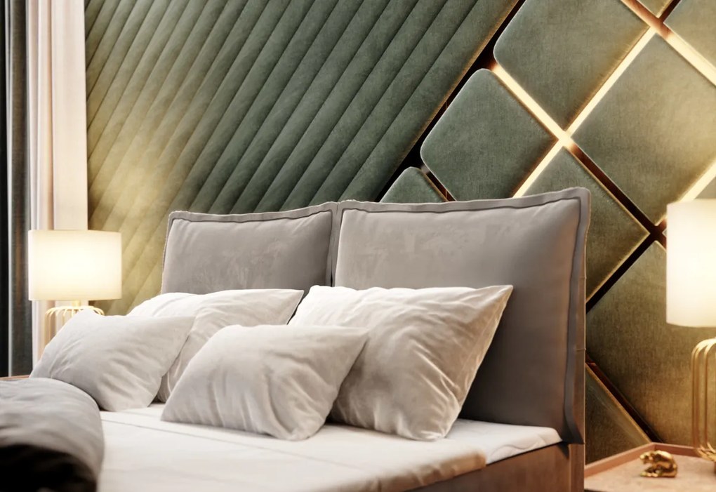 LINTO boxspring kárpitozott ágy, 180x200, monolith 02