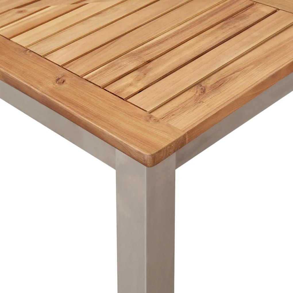 7 Darabos Kerti Étkezőszett Tömör Akácfából, Kültéri Étkezőasztal 150x90x75 cm Tömör Akácfából, Összecsukható Kerti Székek 2 db Tömör Akácfa és Acél, Összecsukható Kerti Székek 4 db Tömör Akácfa és Acél