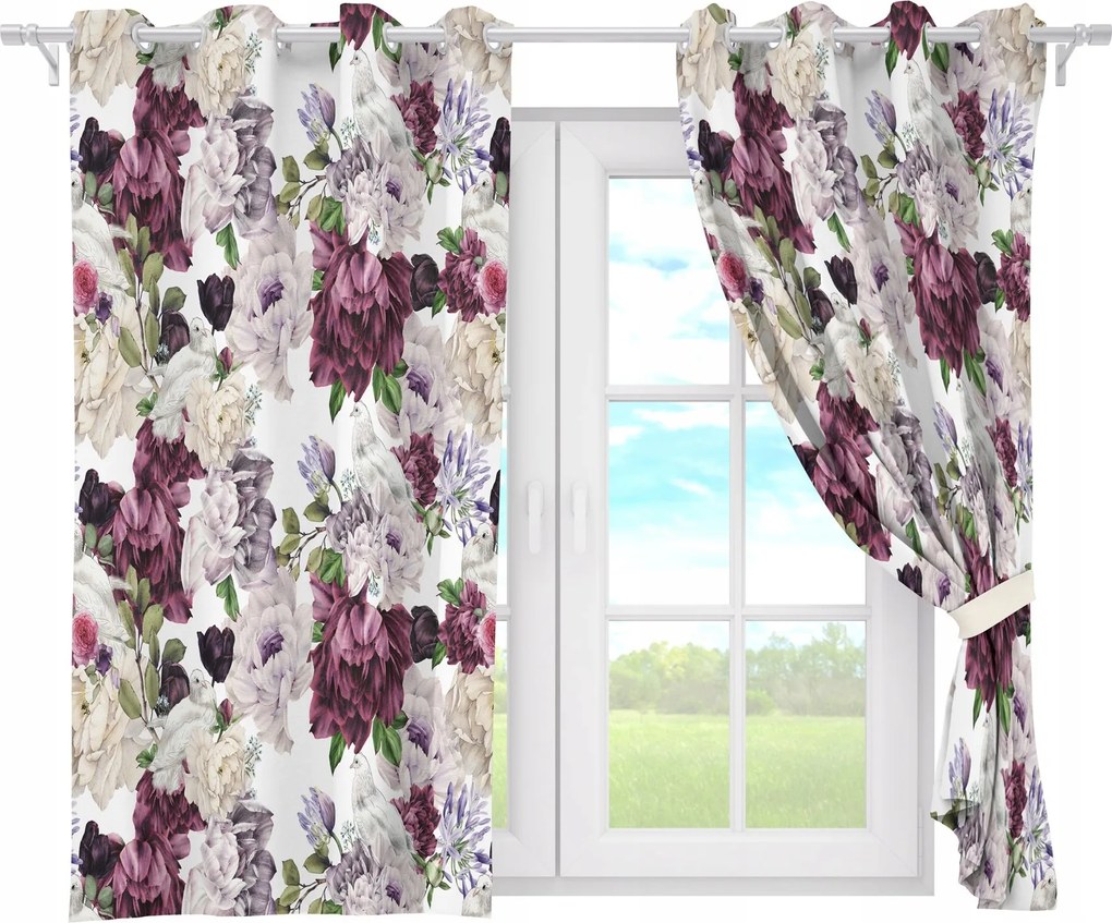 Függöny Kész Átvezetők Rövid 140x160 Átvezető Függöny Virágok 080