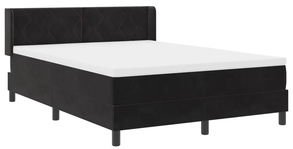 Box Spring Ágy Matrac Készlettel Fekete 140x200 cm Bársonyos