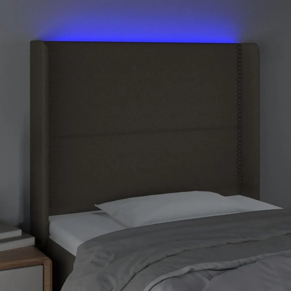 tópszínű szövet LED-es fejtámla 93x16x118/128 cm