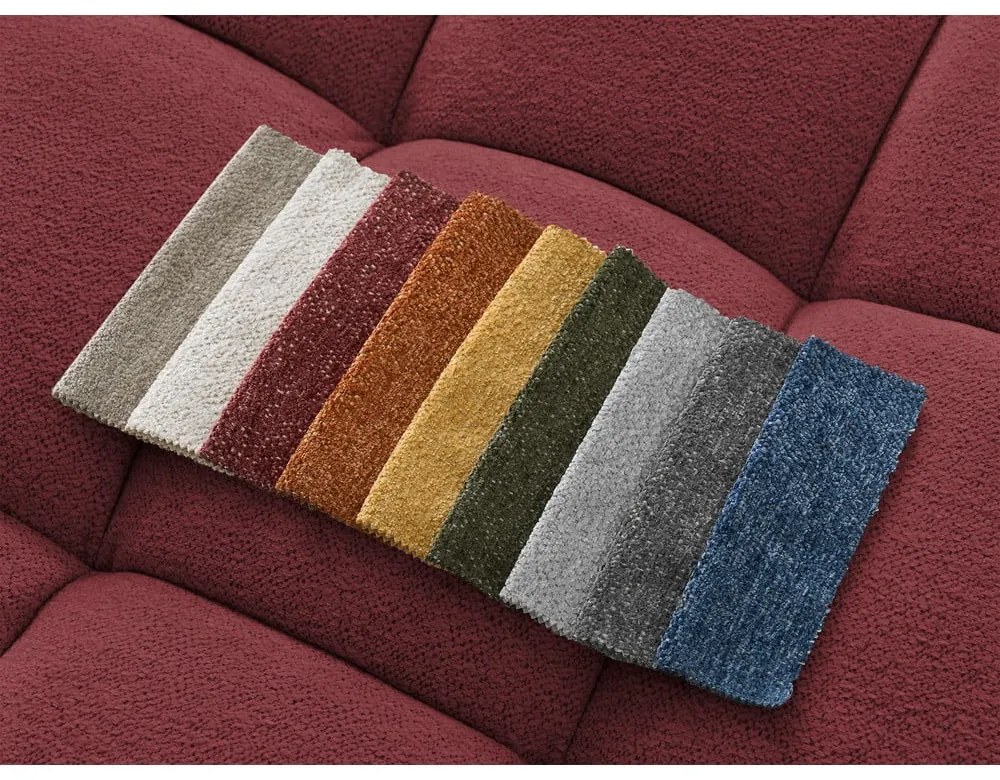 Borvörös zsenília kinyitható-tárolóhelyes sarokkanapé (jobb oldali-U alakú) Everest – Bobochic Paris