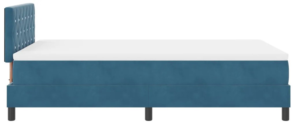 Box Spring ágy matraccal és LED világítással, Sötétkék, 120x190 cm, bársony