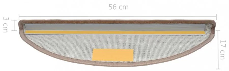 15 darab világosbarna lépcsőszőnyeg 56 x 17 x 3 cm