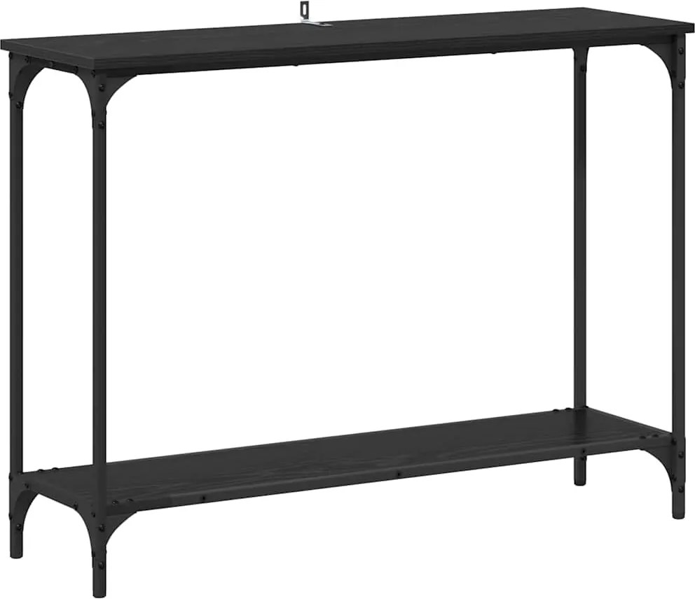 vidaXL Konzolasztal polcokkal Musta tammi 101 x 30.5 x 75 cm Faanyag