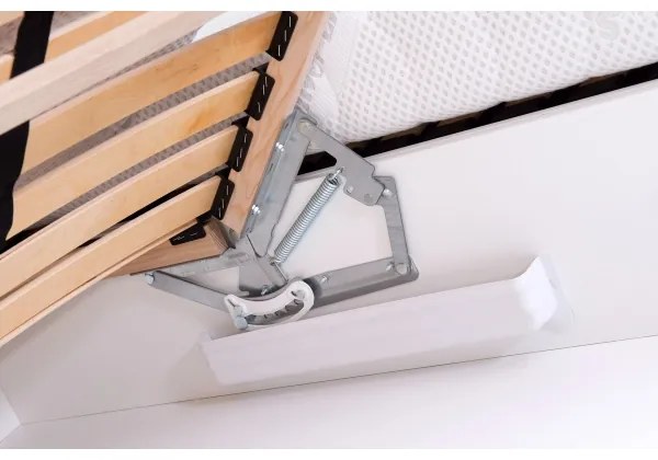 ALIS kárpitozott ágy tárolóval, matrac nélkül, 180x200 cm, petrolkék