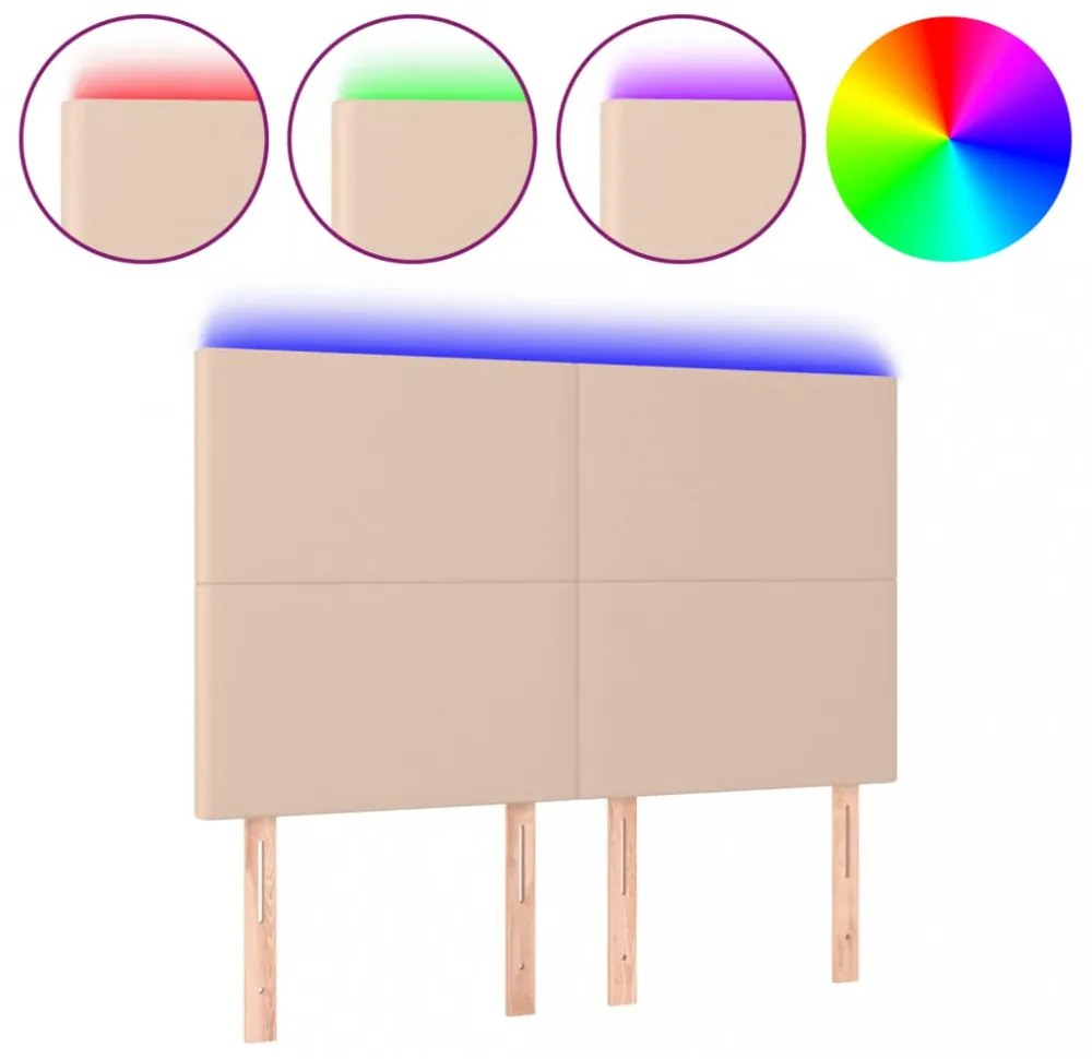 cappuccino műbőr LED-es fejtámla 144x5x118/128 cm