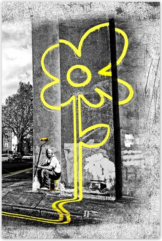 Poszter 60x90 Banksy sárga virág