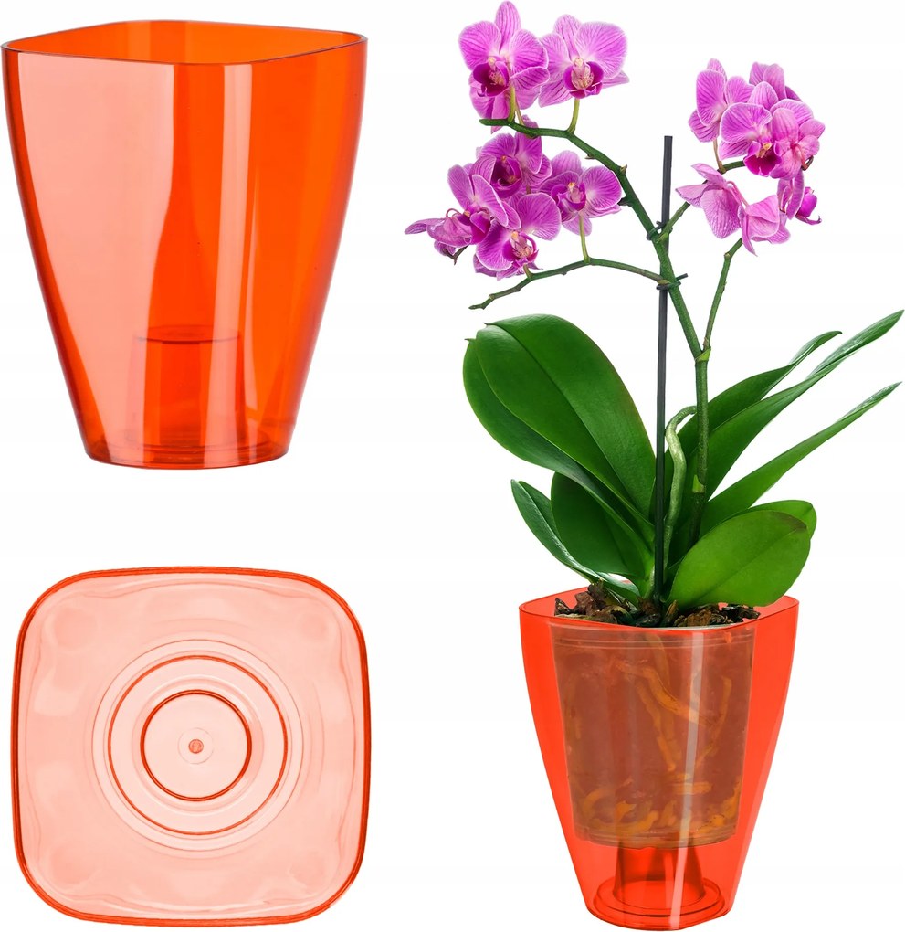 Virágtartó Fedő Orchideához Virágágyás Műanyag Virágok Piros Erős 13CM