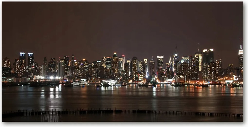 Fotó vászonkép edzett üveg New York éjszaka 140x70
