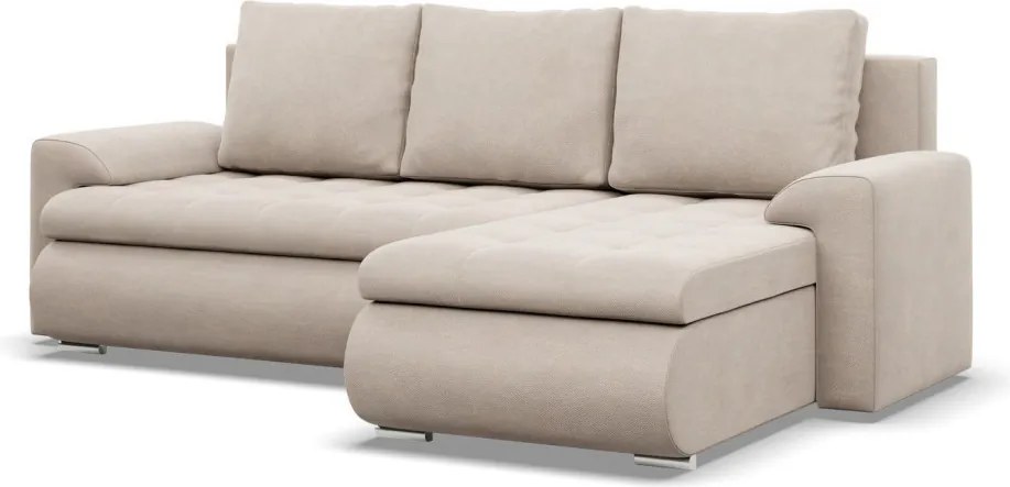 Tokio sarokkanapé, 2 ágyneműtartóval, bársony, jobboldali, bézs