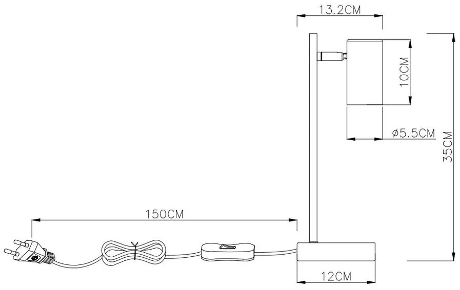 Lámpa Asztali VENETO, IP20, max. 20W, 1xGU10, fekete