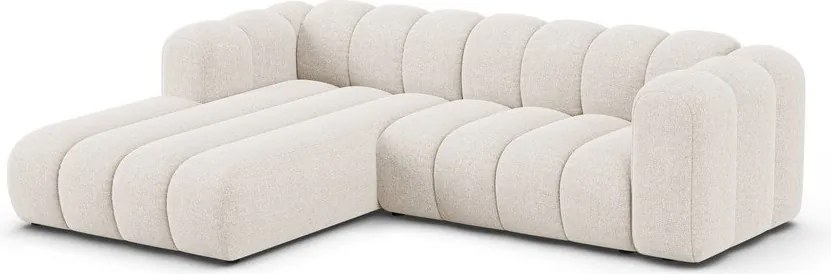 Krémszínű zsenília sarokkanapé (bal oldali-heverő résszel) Lupine – Micadoni