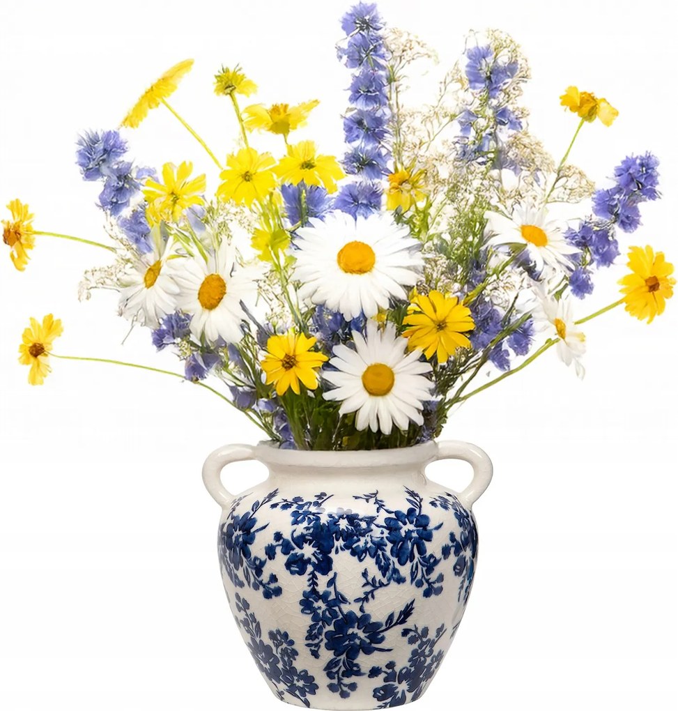 Váza Kerámia Virágos Kancsó Fehér 21cm hálószoba nappaliba ajándék