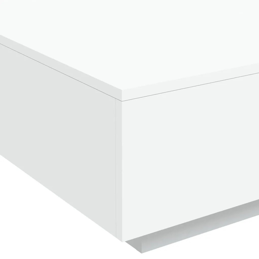 fehér dohányzóasztal LED-lámpákkal 80 x 80 x 31 cm