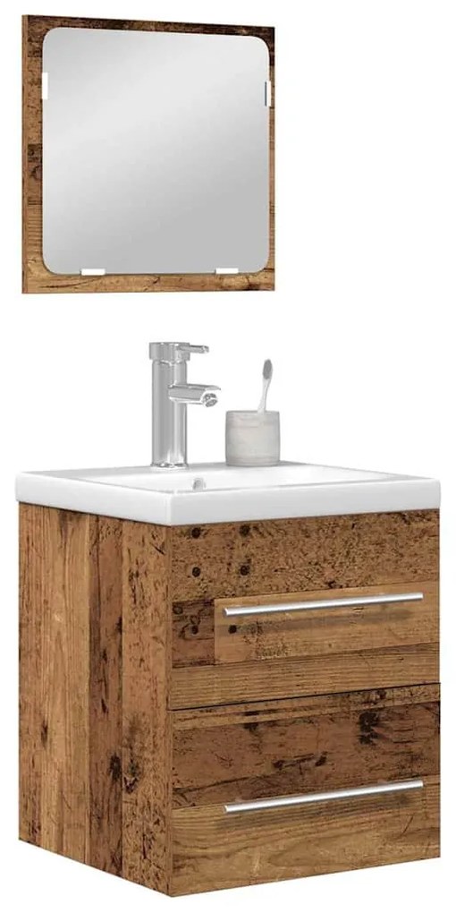 Fürdőszoba bútor szett 2 pcs Régi fa 41 x 38.5 x 48 cm Faanyag