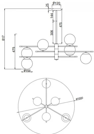 Maytoni MOD048PL-06G - Csillár rúdon NOSTALGIA 6xE14/40W/230V
