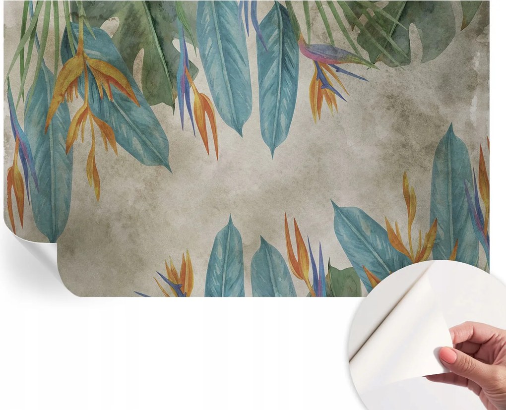 Matt öntapadós fotótapéta Falra Trópusi virágok 416x254 cm