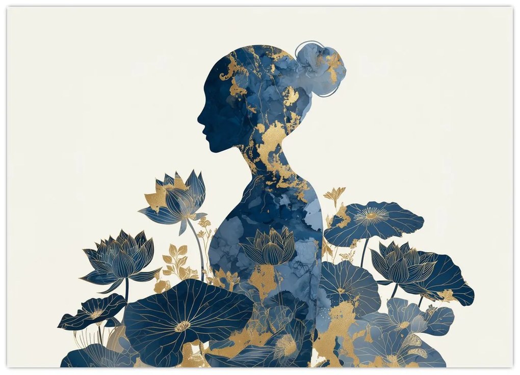 Üveg kép - Márvány női profil (70x50 cm)