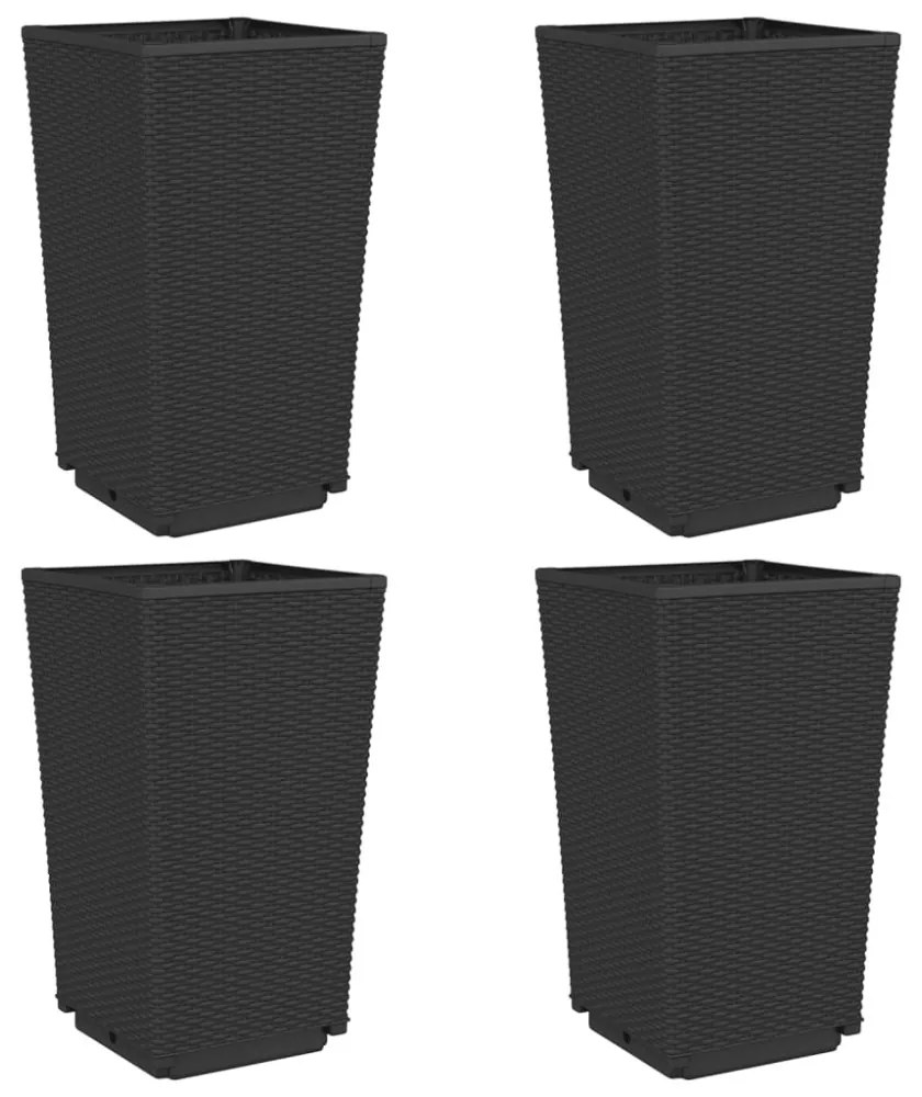 4 db fekete polipropilén kerti ültetőláda 32,5 x 32,5 x 57 cm