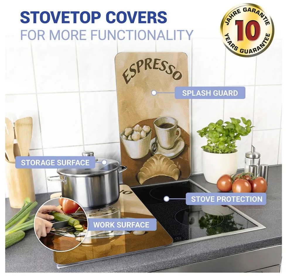 Edzett üveg tűzhely fedőlap szett 2 db-os 30x52 cm Coffee – Wenko