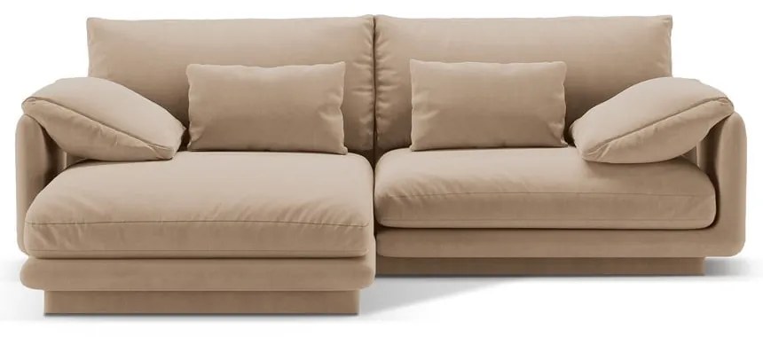 Bézs bársony sarokkanapé (bal oldali-heverő résszel) Torino – Micadoni