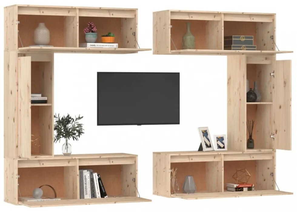 vidaXL 6 darab tömör fenyőfa TV-szekrény