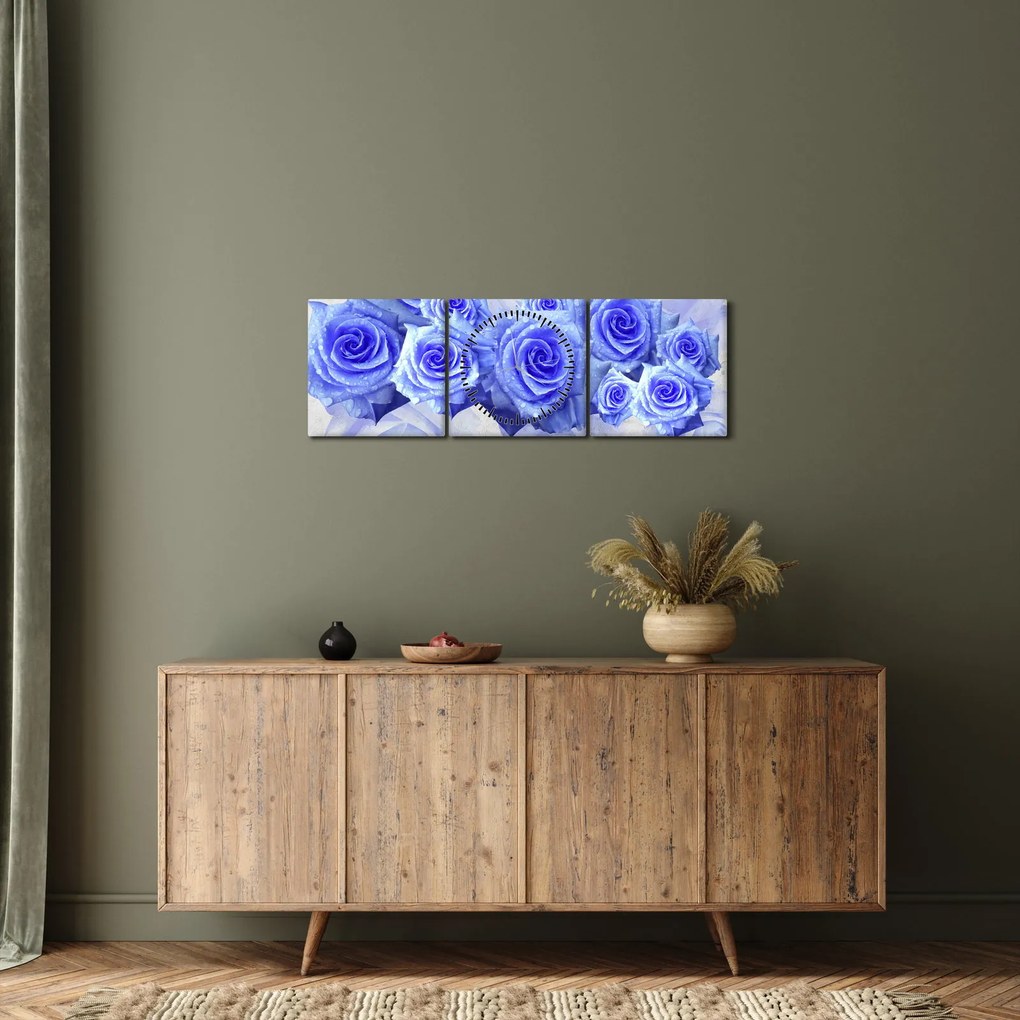 Kép - Kék rózsa (órával) (90x30 cm)