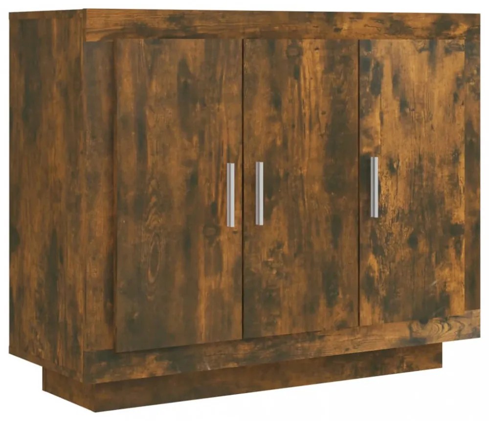 füstös tölgy színű szerelt fa tálalószekrény 92x35x75 cm