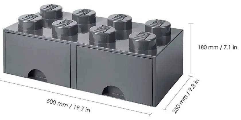 Sötétszürke tárolódoboz 2 fiókkal - LEGO®