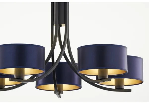 Jupiter 2101 - ARTHUR láncra akasztható csillár 5xE27/15W/230V kék/fekete