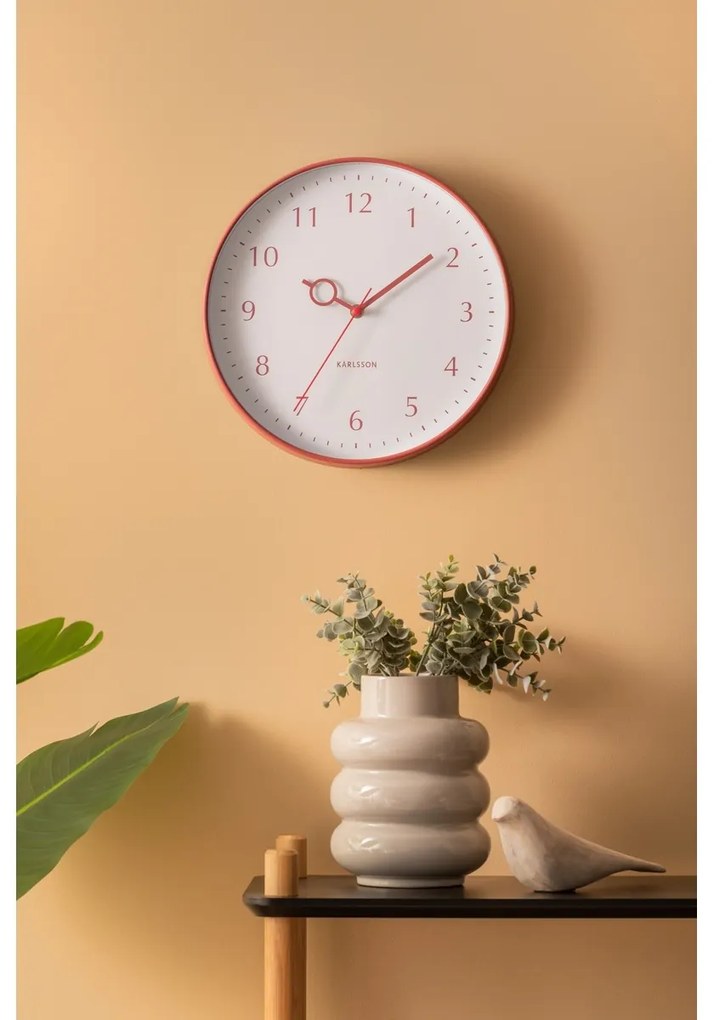 Karlsson 5992RD dizájner falióra, piros, átmérő 30cm