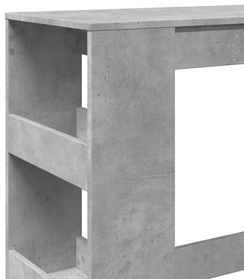 betonszürke szerelt fa tárolórekeszes bárasztal 90x40x103,5 cm