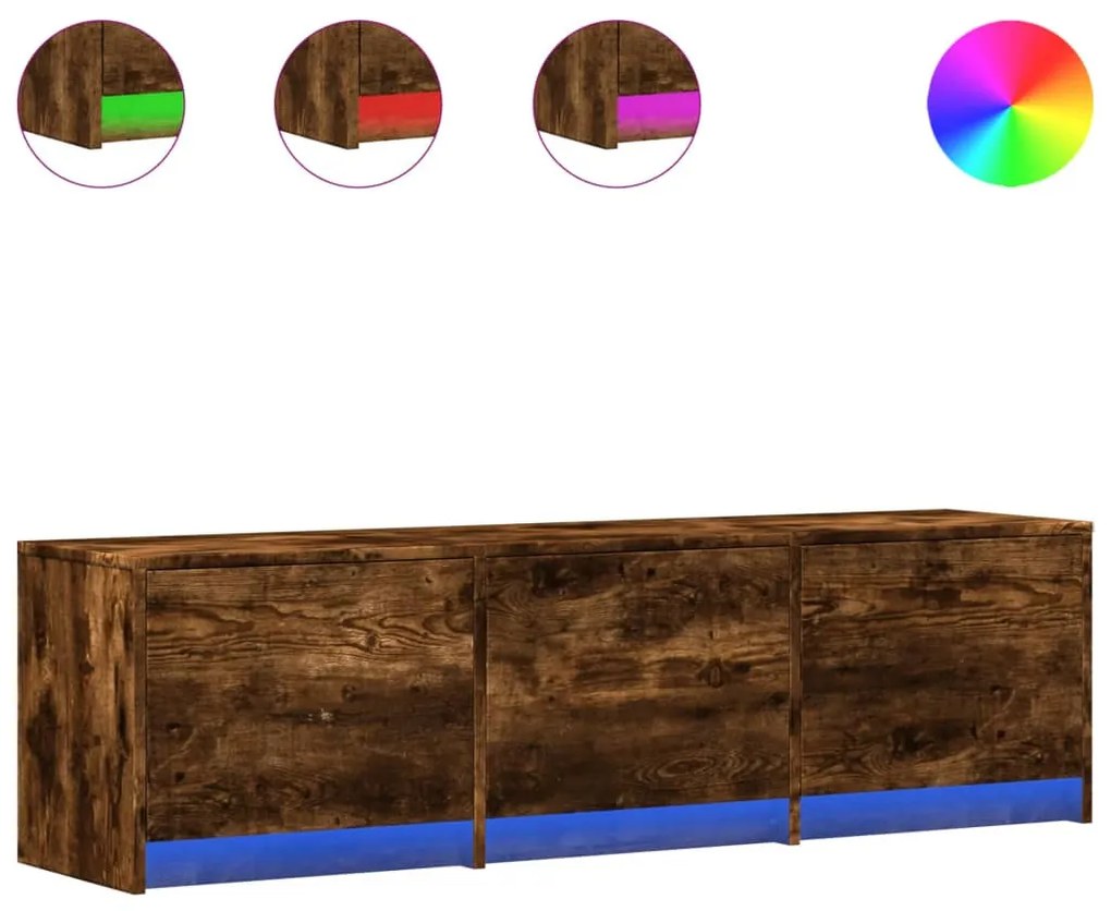 füstös tölgy színű szerelt fa LED-es TV-szekrény 140x34x40 cm