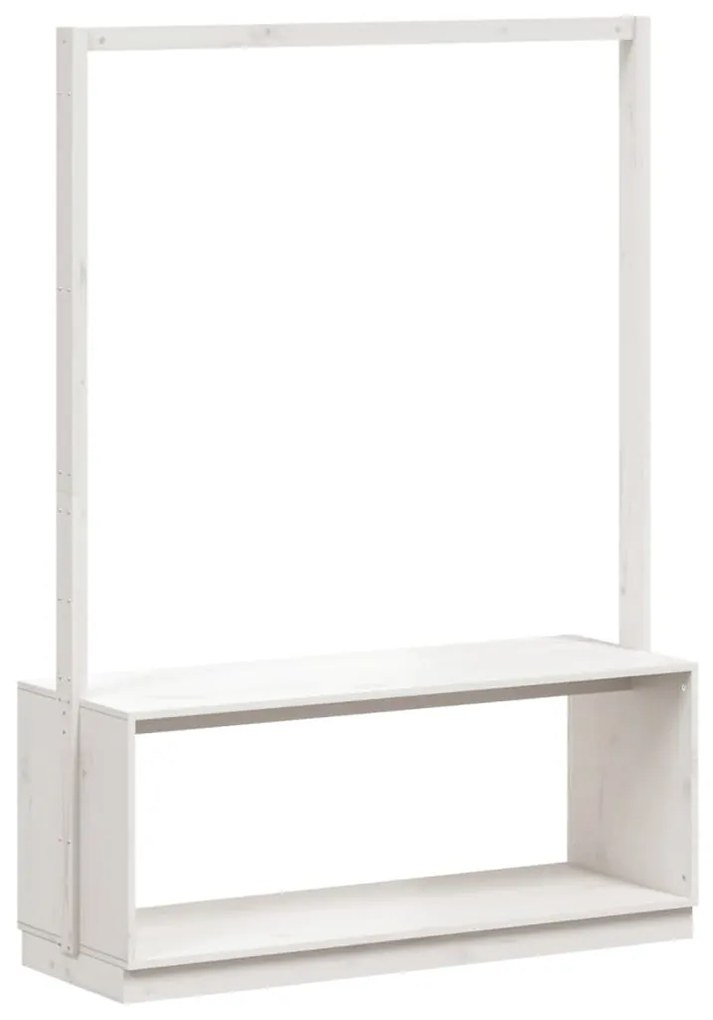 fehér tömör fenyőfa ruhatartó cipőtárolóval 113x40x157,5 cm