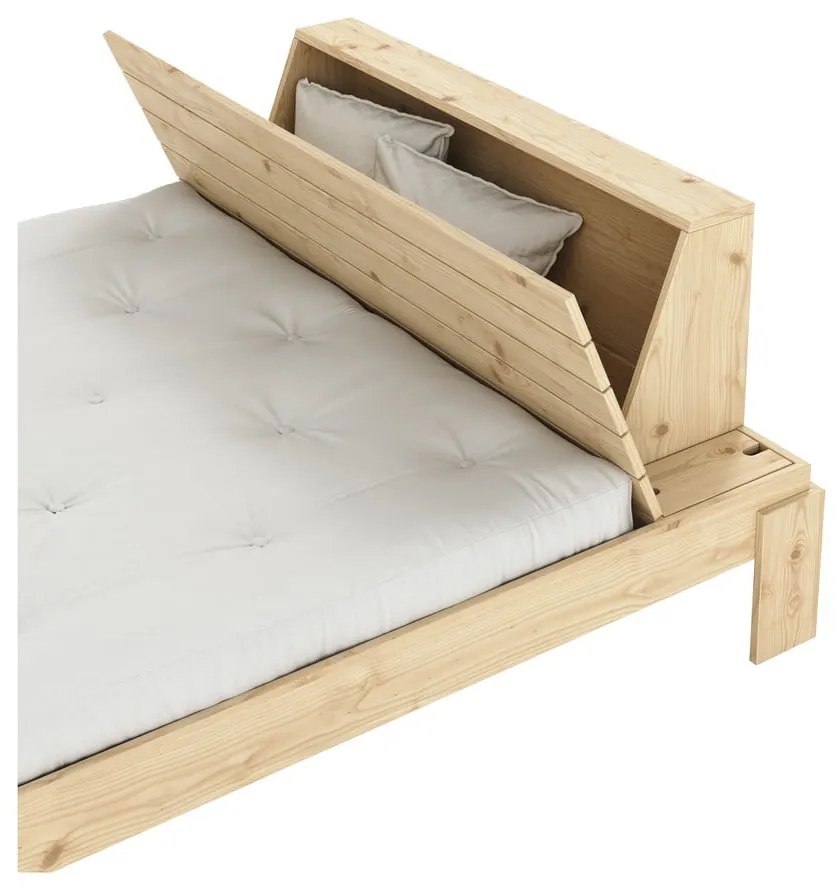 Natúr színű borovi fenyő franciaágy ágyráccsal 160x200 cm Layers – Karup Design