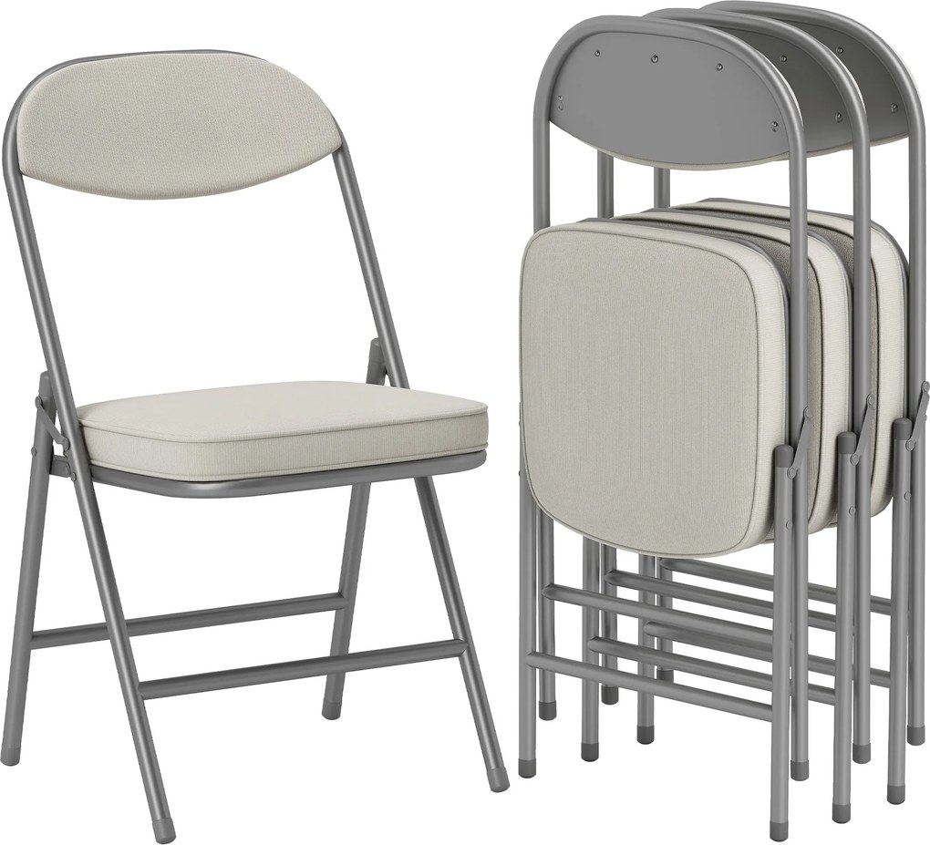 HOMCOM Összecsukható Szék 4 Darabos Készlet, Párnázott Hátú Kemping Szék Acél Vázal, Konyhai Szék 120 kg Teherbírással Vendégeknek, Irodának, Kempinge