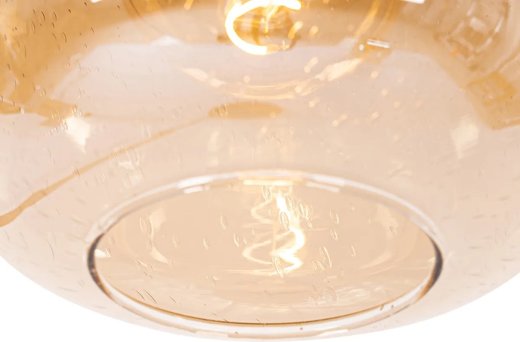 Okos állólámpa fekete sárgarézzel és borostyánszínű üveggel, WiFi G95-tel - Zuzanna