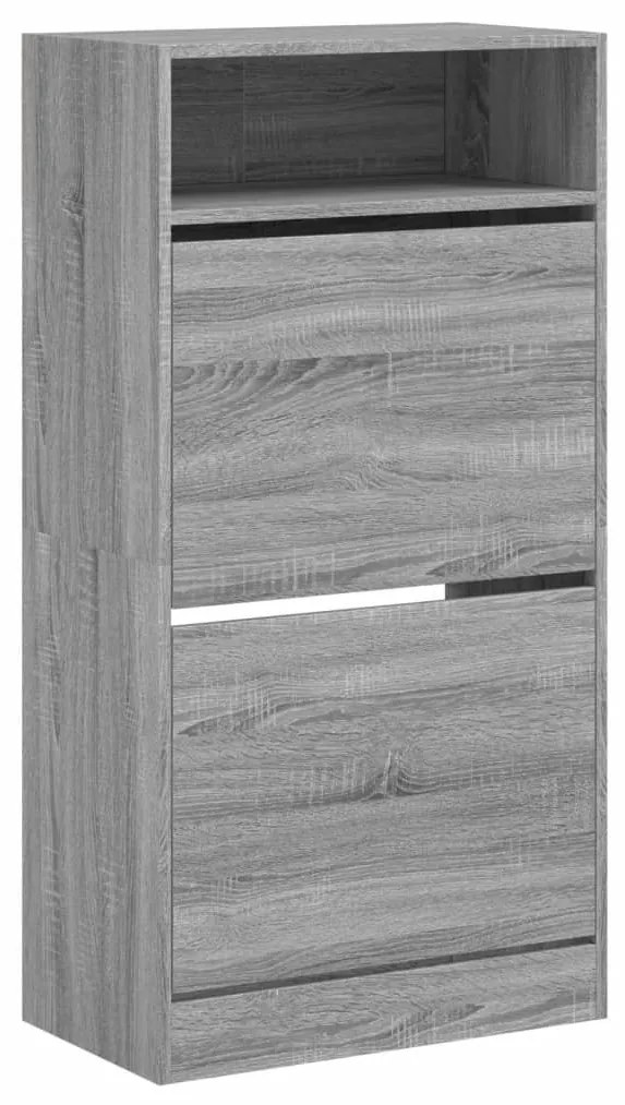 szürke sonoma színű szerelt fa cipőszekrény 60x34x116 cm