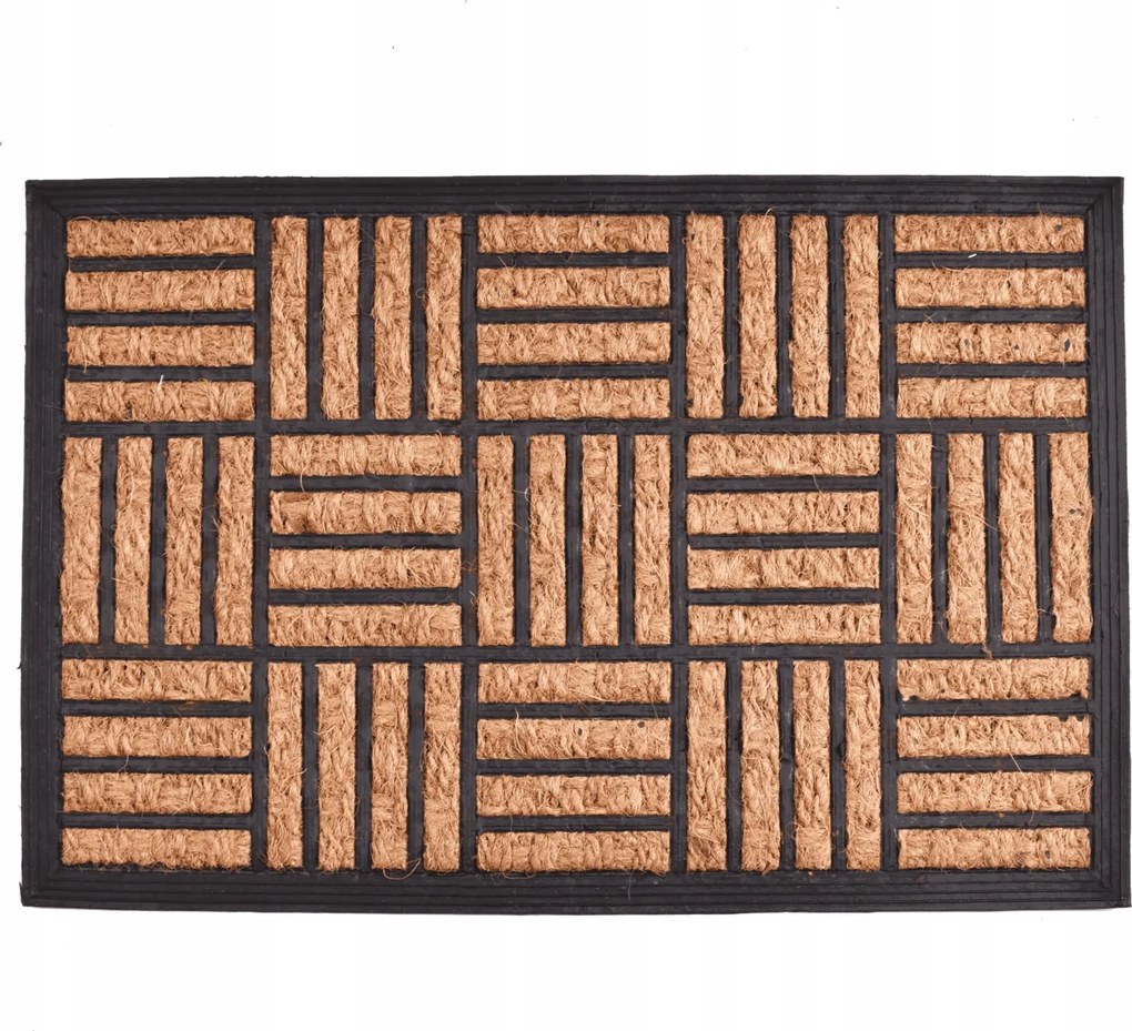 Lábtörlő ajtóhoz 60x40 cm gumi, kókusz Panama Csíkos barna fekete