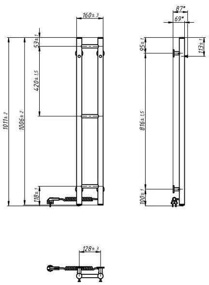 Elektromos törölközőszárító SILOUETTE 187W/230V 101,1 cm IP44 fehér jobb kerek