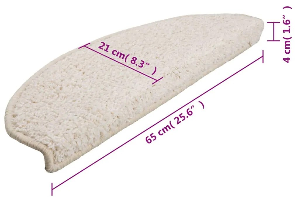 15 db fehér lépcsőszőnyeg 65 x 21 x 4 cm