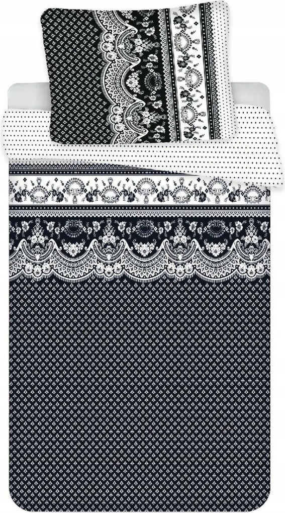 Polipamut ágyneműhuzat 2 ágyra CANZONE BLACK, fekete Ágyneműhuzat mérete: 2 db 70 x 90 cm | 2 db 140 x 200 cm