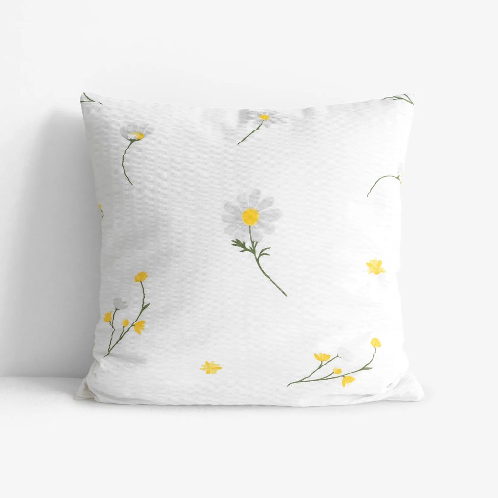 Goldea krepp párnahuzat - kamilla virágok 45 x 45 cm