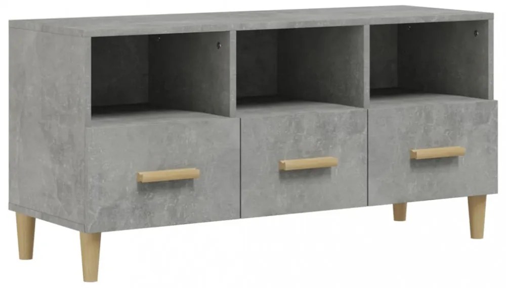 betonszürke szerelt fa TV-szekrény 102 x 36 x 50 cm
