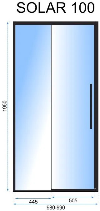 Zuhanyajtó SOLAR black MAT 100