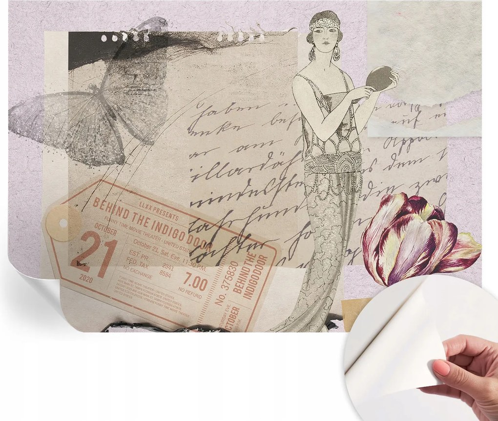 Öntapadós tapéta Fali furnér 3D hatás Nosztalgikus kollázs 208x146 cm