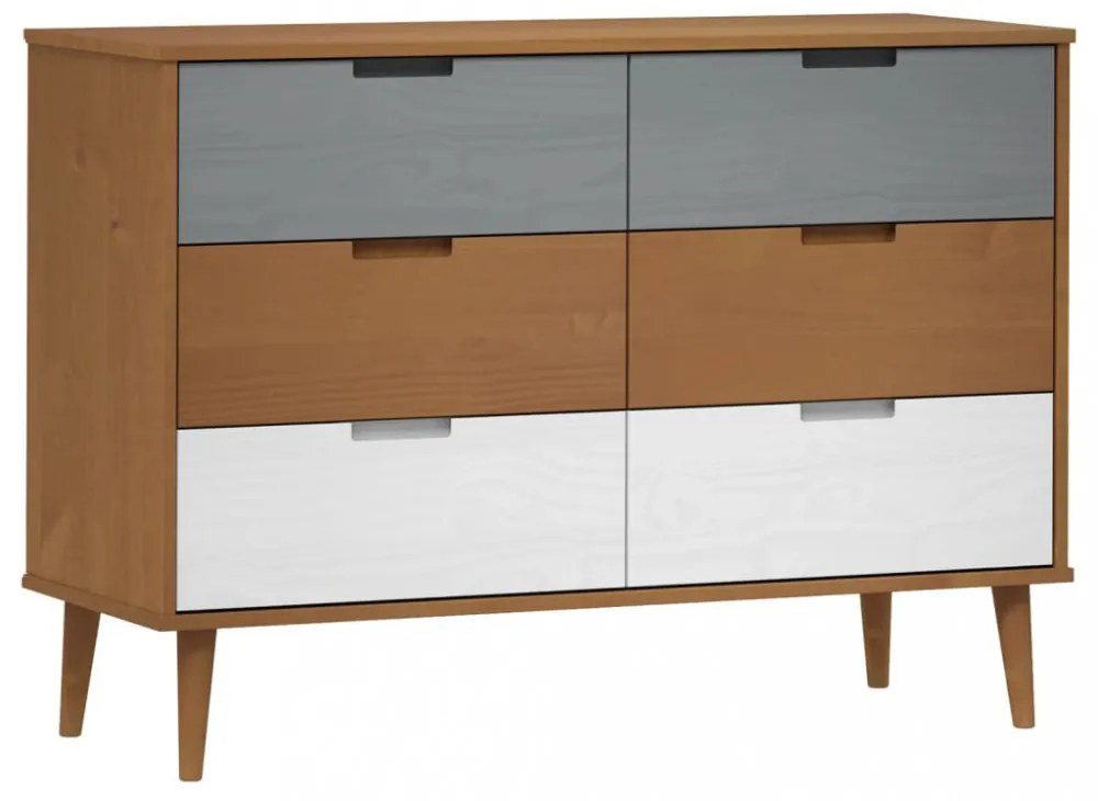 MOLDE barna tömör fenyőfa fiókos szekrény 113 x 40 x 80 cm