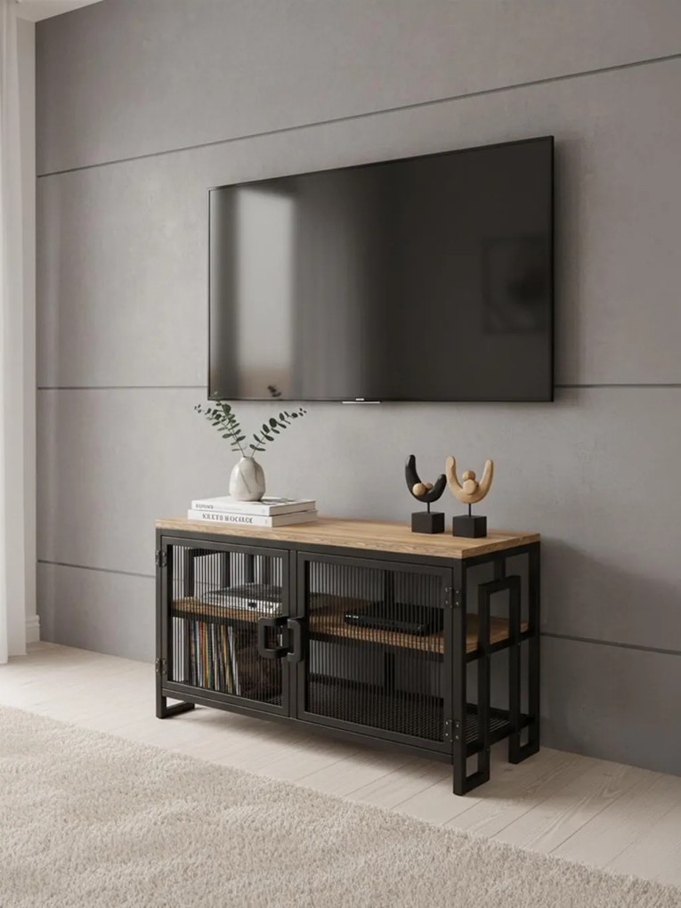 Zent TV-állvány, atlanti fenyő-fekete, 90 cm