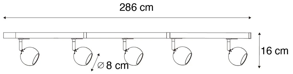 Modern 1 fázisú sínrendszer 5 lámpás fekete arannyal - Gissi